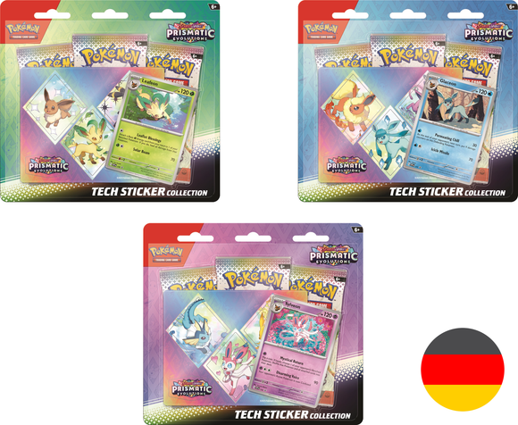 Preorder Pokemon Prismatic Evolutions Tech Sticker Collection Set (DE) - Pokecard Store