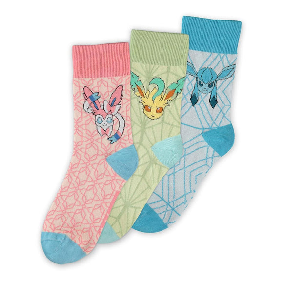 Lot de 3 paires de chaussettes Pokémon Évoli Évolution pour femmes (taille 43-46) - Pokecard Store
