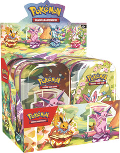 Preorder Pokemon Prismatische Entwicklungen Mini Tin Display (DE) - Pokecard Store